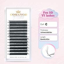Bộ nối mi Fox 5D hình chữ Y 12 hàng, độ cong C/D, sợi mi mỏng 0.07mm, chùm mi mắt mèo 8-13mm, mi mềm mại tự nhiên, chùm mi trang điểm, chùm mi, mi giả. - Nhiều màu - Xem 17