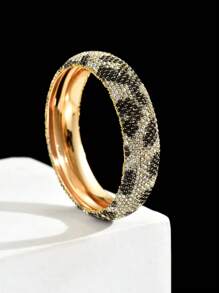 1 pièce Bracelet vintage bohème de luxe tout en strass, imprimé léopard, disponible en tailles petite/moyenne/grande, convient pour un usage quotidien, les trajets, les fêtes, les occasions formelles, cadeau de bijoux (couleur aléatoire)