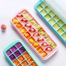 1pc Ice Cube Mold, Silicone Ice Cube Tray, Multi-Functional Thickened Household Ice Cream Mold With Detachable Lid, DIY Fruit Ice Cube Stackable Ice Cube Tray, Kitchen Tools, Summer Essential Ice Cube Tray