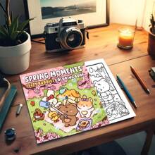 Luxury 30-Page Patterns Spring Monent Art Theme Coloring Book, Thick Paper, Painting Your Warm World, Perfect Gifts For Easter, Halloween, Thanksgiving, Christmas, New Year And Birthday,Back To School,School Supplies