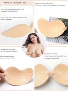 2 piezas de pezoneras con forma de mango hechas de silicona, almohadillas de pecho respirables y plumosas invisibles, ligeras, sin costuras, con diseño de levantamiento del pecho, adecuadas para vestidos de noche, tirantes finos, sin tirantes y accesorios íntimos sin costuras, reutilizables