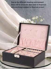 Large Capacity Jewelry Storage Box, Double Layer Lockable Necklace Earring Organizer Box, Big Space Ring Earring Jewelry Box, Double Layer Jewelry Box, Leather Portable Jewelry Box With Removable Tray, Fabric Lining, Key Lock Closure - Desktop Storage, Travel Jewelry Box, Jewelry Organizer For Necklaces, Rings, Watches, Bracelets, Best Gift For Family, Friends, Students, Teachers, Goddess, Holiday Gifts