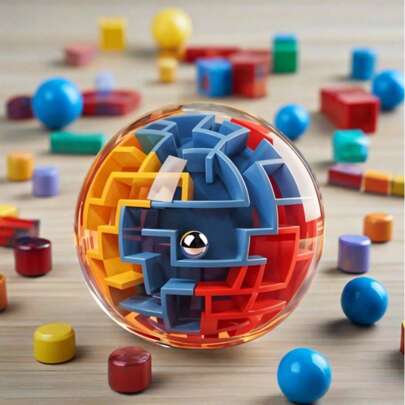 1 Stück transparenter 3D Labyrinth Ball, Geschicklichkeits-Rollenspiel zum Stressabbau - trainiert Auge-Hand-Koordination, Konzentration und Ausdauer, Stresslinderungsspielzeug (Zufallsfarbe), Geschenk zu Weihnachten/Ostern