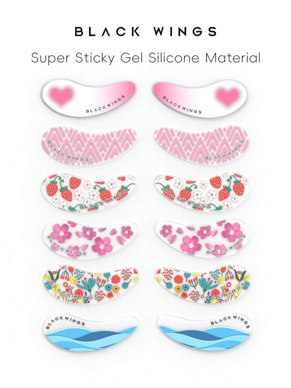 BLACKWINGS Masque pour les yeux Blackwings en silicone adhésif réutilisable pour le lifting et l'estompage des cernes, tampons rafraîchissants en gel pour les yeux, isolation pour extension de cils, tampons d'isolation pour permanente de cils, outils d'extension de cils réutilisables