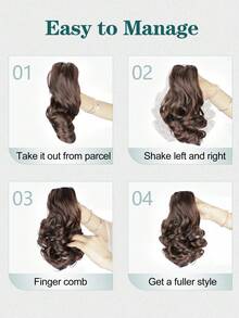 Ponytail Extension, 10" Claw Clip In Short Curly Wavy Pony Hair Extension Synthetic Hair Pieces For Women Daily Use(Blonde) - Gold - View 7