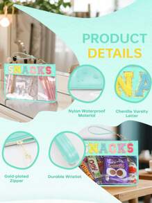 Fashionable Snack Storage Bag, Outdoor Travel Cosmetic Bag, Portable Women's Clutch Bag Storage Bag, Letter Printed Makeup Bag, PVC Waterproof Portable Cosmetic Storage Bag Toiletry Bags Summer Travel Essentials For Beach Vacation Holiday School Supplies Dorm Essentials Back To School Purse Travel Accessories Summer Beach Bag Tote Bag Wallet MakeUp Bag Car Accessories
