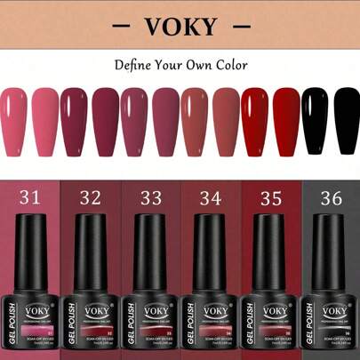 6 Stücke/set Voky Neuankömmling 7ml Reine Farbe Gel-nagellack Uv/led Ablösbare Nagelpolitur Maniküre-kit, Geeignet Für Nagelsalon, Zuhause Oder Geburtstagsgeschenk
