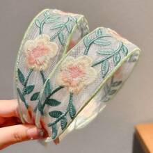 3pcs Embroidered Elegant Versatile Floral Headbands, Exquisite Folk Chic Lace Fabric Wide Headwraps Hairband Diadema Hair Hoop