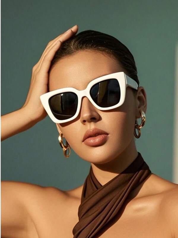Leopard Framed Fashion Glasses For Women Large Frame Cat Eye Retro Shades For Summer Beach Vacation,Outdoor,Travel
