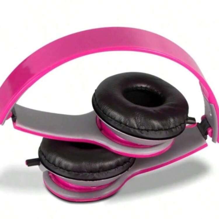 Stereo Headphone Foldable Wired Mobile Phone Pc Headset M - Hoa hồng - Xem 1