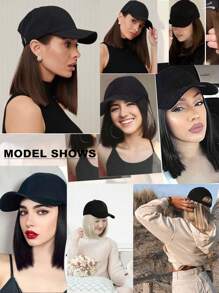 Short Straight Synthetic Wig Adjustable Baseball Cap For Men Women Heat-Resistant Wig For Daily Wear And Special Occasions Multi-Style And Multi-Functional Wig