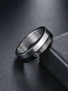 1pc Fashionable Stainless Steel Spinning Heart Ring, Non-Fading Elegant Couple Rings For Wedding/Daily Wear, Women Jewelry Accessories