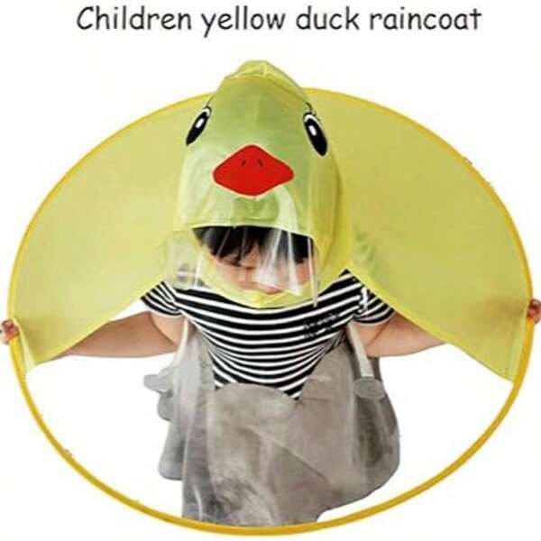 Impermeable plegable para niños con forma de pato de dibujos animados y sombrero/capa con forma de OVNI