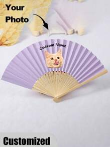 Éventail de mariage personnalisé avec photo et nom de compagnie de compagnie animale, éventail classique DIY, de haute qualité, personnalisé, élégant, exquis, personnalisé, cadeau unique idéal