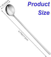 4Pcs Stainless Steel Coffee Spoons, 6.7 Inch Stirring Spoons, Iced Tea Spoon, Espresso Stirring Spoon, Long Spoons For Stirring, Dessert Spoon, Large Round Head Spoon - 1 - View 3