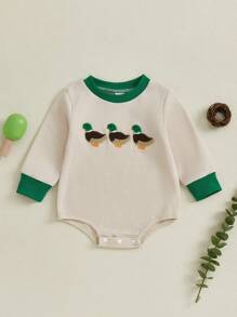 Baby Boy Hunting Outfit Long Sleeve Crew Neck Embroidery Sweatshirt Bubble Romper Duck Fall Bodysuit Winter Clothes