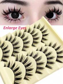 Rikuaild 5 Pairs Cartoon Style False Eyelashes, Soft & Natural Looking Lengthening False Eyelashes, Thick False Eyelashes, Anime Style Thin False Eyelashes, Makeup False Eyelashes - 濃密款 - 查看 6