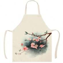 1pc Dog Letters With Chinese Style Pattern Apron, Creative And Fun Stylish Printing House Cleaning Apron, Waterproof Oil Easy Cleaning Kitchen Cooking Apron, Creative Home Apron, Work Uniform