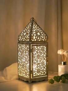 حامل شمعة فانوس بطراز قديم من الحديد، فوانيس معدنية بطراز مغربي - حامل ديكوري إبداعي للطاولة، ديكور منزلي بموضوع العائلة، ديكورات معلقة على الحائط للمناسبات الاحتفالية كعيد الميلاد والهالوين وديوالي وعيد الشكر، مناسب للاستخدام الداخلي والخارجي، الشمعة غير مشمولة.