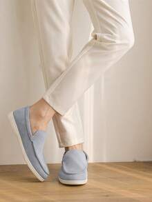 Mocassini da uomo con tacco scarpato - Scarpe casual minimaliste per quattro stagioni, Nuove scarpe da uomo di moda formale versatili con tacco scarpato nel 2025, Mocassini con un'unica staffa, Adatti per uso all'aperto, quotidiano e stile di strada - Disponibili in nero, grigio, beige e blu, Scarpe confortevoli - Blu - Visualizzare 5