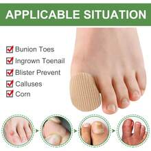 10Pack Toe Caps Closed Toe Surface Fabric Sleeve Protectors With Gel, Prevent Pain Relief Corns, Blisters And Ingrown Toenails (Size Large + Size Medium) 3C9O - Beige - 6 Large - View 6