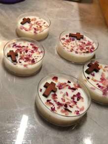 Kreuz Gebetskerze, aus natürlichem Sojaöl mit Rosenblüten hergestellt, für den Innenbereich, geeignet für Gebet, Raumdekoration und Stimmungsverbesserung