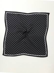 1 pièce Foulard carré petit à pois pour femmes, foulard de mode pour navette, cravate de style français rétro en faux soie