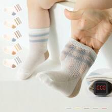 5 Pairs Mixed Short Socks For Babies, Spring & Summer, Newborn Anti-Odor Thin Breathable Mesh Ankle Socks