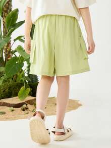 mini bala Young Girl A-Line Shorts – Bloomer Design – Lightweight & Quick-Dry - Yellow Green - View 3