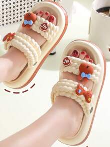1 Pair Women's Removable Flower Decor Soft-Step Sandals, Two-In-One Design, Versatile Beach Slides