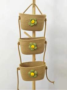 Cotton Woven Storage Basket, Minimalist Style For Living Room Wall Hanging, Snacks, Fruits, Toys Storage, Entryway, Bathroom Storage Box, Home Decor Organizer, Space Saving