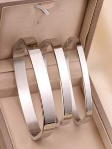 Minimalistic Fashion Glossy Stainless Steel Square Bangle, Suitable For Daily Wear, Gift For Friends, Stackable Bracelet - Square Shiny Bracelet - View 4