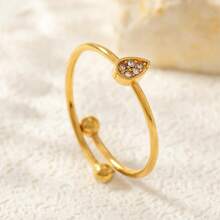 Juego de anillos con baño de oro al estilo francés para mujer, set único de anillos de circonita sintética con diseños de corazón, luna y delfín, anillos ligeros y de lujo, anillos de acero inoxidable sencillos pero elegantes, regalos para fiestas y cumpleaños, parejas