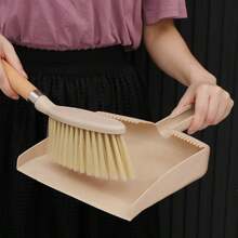 1pc Compact Broom And Dustpan Set - Natural Wood Handle, Suitable For Sofa And Table Cleaning With Small Brush, Perfect For Home And Business Use, Suitable For All Users - Milky White - View 7