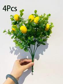 1/4 pièces de branches d'eucalyptus artificielles avec fruits de citron artificiels. Convient pour la décoration de la maison, la décoration de la chambre, la décoration de table, la décoration du salon, la décoration de la pièce, la décoration d'anniversaire, la décoration de mariage, la décoration extérieure, la décoration de fête, la décoration de jardin. Plantes artificielles.