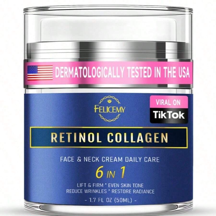 Retinol Face Cream, Facial Moisturizer With Collagen And Hyaluronic Acid, Anti-Aging Neck Cream For Firming Skin, Day And Night Face Cream, Suitable For Both Men And Women, 50ml - 白色 - 查看 1