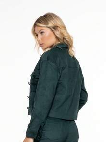 Special Promotion New Style Women's Corduroy Button Down Jacket Blouse IN-BLU-005 - Xanh đậm - Xem 2