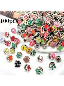30pcs/Packet Women Shirt Brooch Pins, Decorative Novelty Sew-Free Snap Buttons, Mixed Plastic & Metal Fashion Fasteners, Removable Invisible Pins For Shirts, Cardigans & Clothing Accessories - Multicolor - View 22