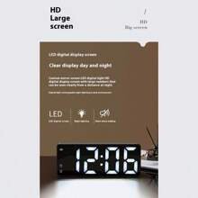 1 pieza Reloj despertador de espejo LED con pantalla digital, función de repetición, luz nocturna, reloj de escritorio electrónico USB para decoración del hogar, muebles, dormitorio, oficina, escritorio, regreso a clases, decoración de , decoración de dormitorio, decoración escolar, sorpresa escolar, útiles escolares