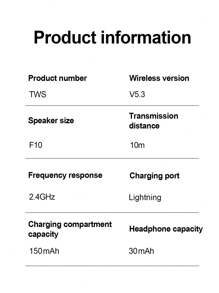 Auriculares inalámbricos, auriculares inalámbricos, auriculares, auriculares inalámbricos Auriculares con reducción de ruido para deportes Ws Batería de larga duración -Blanco, Duración de la batería (150mAh), Nombre Bluetooth "TWS"