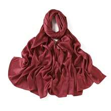 1件高品质纯色闪亮水钻雪纺真丝围巾/头巾，亮片素色穆斯林头巾披肩，适合搭配连衣裙 - A - 查看 4