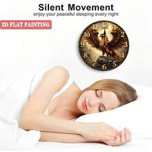 2D Flat Golden Eagle Wall Clock Decorative Art Unique Design10-Inch Silent Wooden Wall Clock, Battery Powered (AA Not Included), Elegant Home Decor For Living Room, Bedroom, Kitchen – Perfect For Artistic Accents - Black - View 4