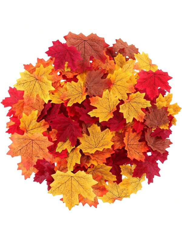 200 Stücke künstliche Ahorn-Herbstblätter in gemischten Farben, geeignet für Hochzeiten, Veranstaltungen, Scrapbooking und Thanksgiving Dekoration, mehrfarbig