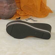 Bohemian Style Platform Wedge Transparent Crystal Studded High Heel Sandals, Fashion Casual Versatile For Summer
