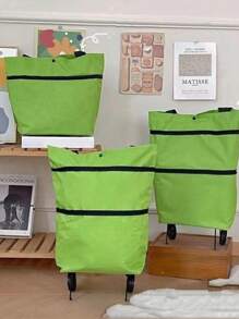 Compact Foldable Wheeled Shopping Cart - Detachable. This Lightweight And Portable Shopping Cart Is Made Of Oxford Cloth, With A Foldable Design, Ergonomic Handle And Shoulder Strap, Saving Space And Suitable For Household Use. It Can Be Used As A Shopping Cart, Package Cart Or Small Trolley. Reinforced Stitching, Designed For Busy Families. - Multicolor - View 6