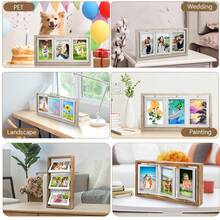 1个4x6英寸（10x15厘米）旋转双面多孔相框，适用于生日、婚礼、节日等场合，三联相框，桌面展示，家居装饰及办公桌配件，趣味礼物 - 彩色 - 查看 10