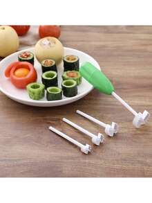 4pcs Multifunctional Plastic Fruit & Vegetable Pitter & Corer Tools, Suitable For Kitchen - Green - View 5