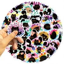 50 Stück Stolze schwarze Katzen Aufkleber Vinyl ästhetische Aufkleber für Scrapbooking, Journaling, Laptop, Stoßstange, Skateboard, Wasserflaschen, Computer, Handy, Cartoon, Schutzhelm, Auto, Schulmaterial, Rückkehr zur Schule
