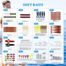 322-Piece Fishing Lures Kit - Spinner Baits/Jig/Frog, Fishing Tackle Box With Tackle Included, Soft Bait/Hooks/Weights, 2024 Fishing Gear Lure Kit Gift For Men Freshwater Bass Trout - B-153pcs Freshwater Fishing Kit - View 10