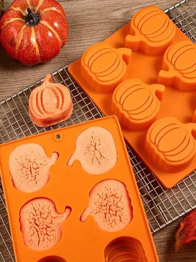 1pc Halloween Pumpkin Mold, Silicone Pumpkin Mold, DIY Cookie, Cake, Chocolate Mold For Halloween, Thanksgiving, Harvest Festival Party Desserts Baking Tools, Home Baking Supplies